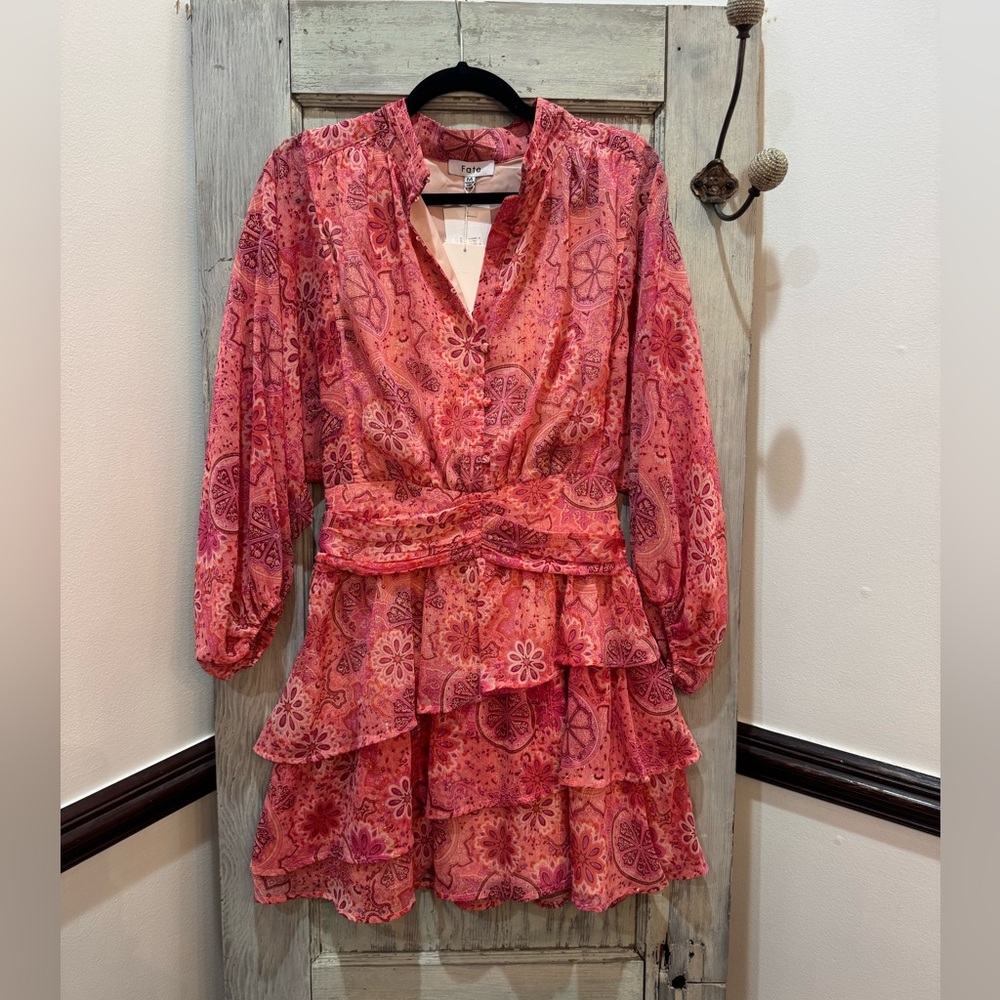 Fate Pink Floral Tiered Mini Dress